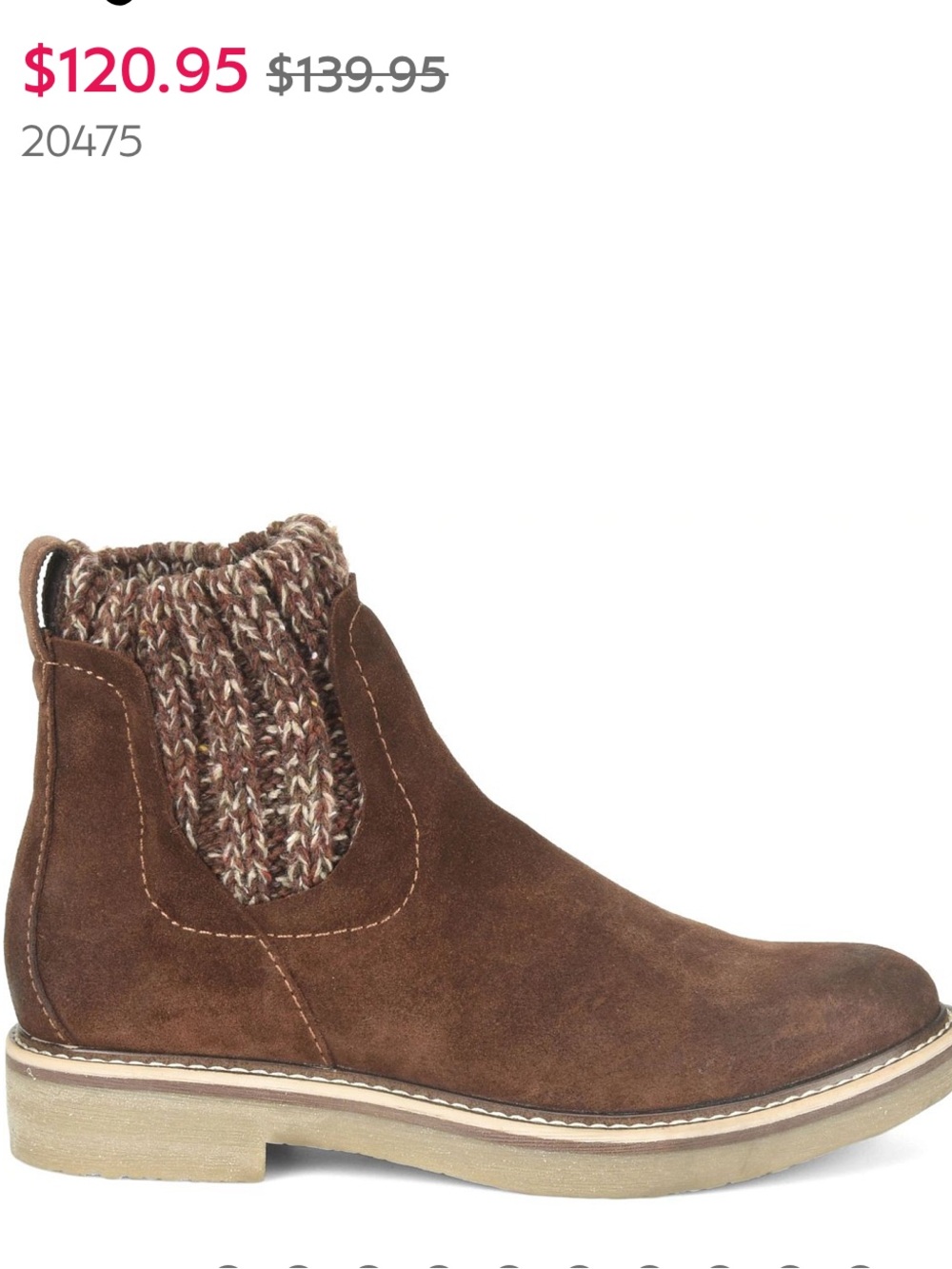 Comfortiva Brown Suede Knit-Cuff Chelsea Bootie